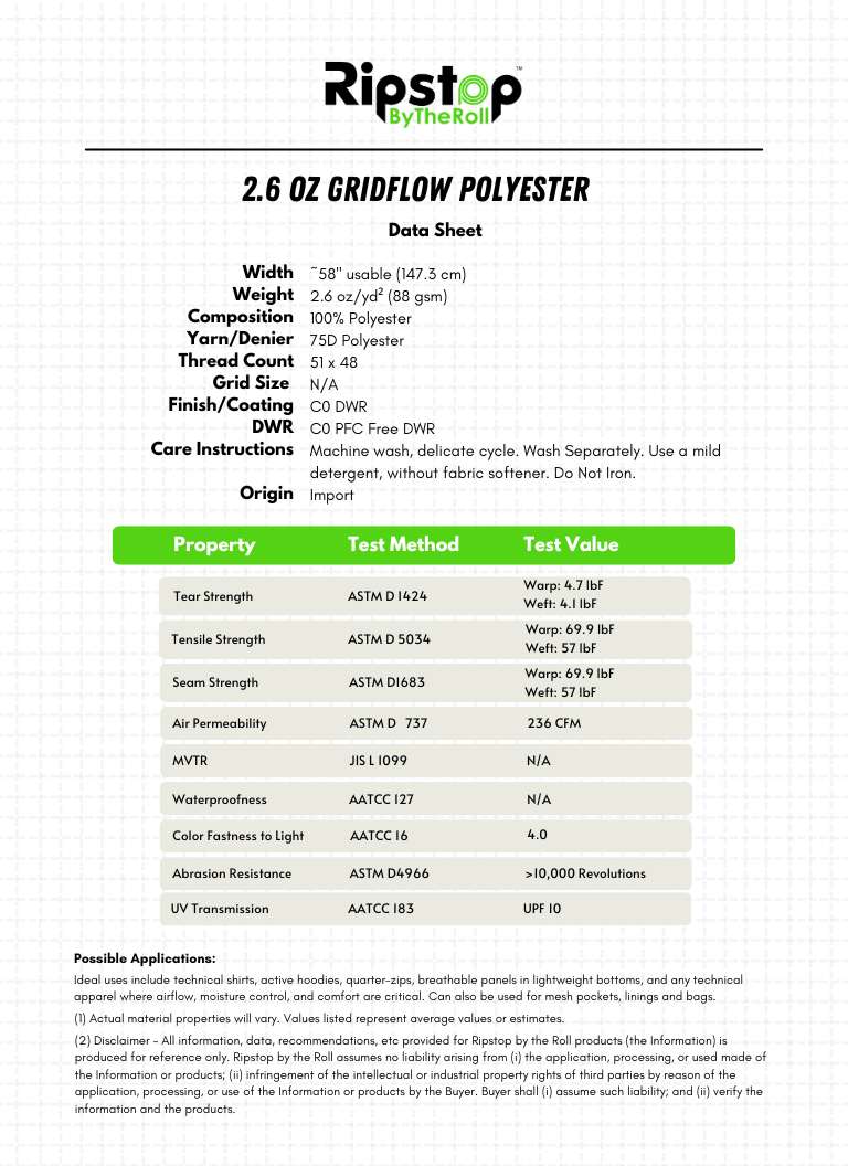 2.6 oz GridFlow™ Polyester