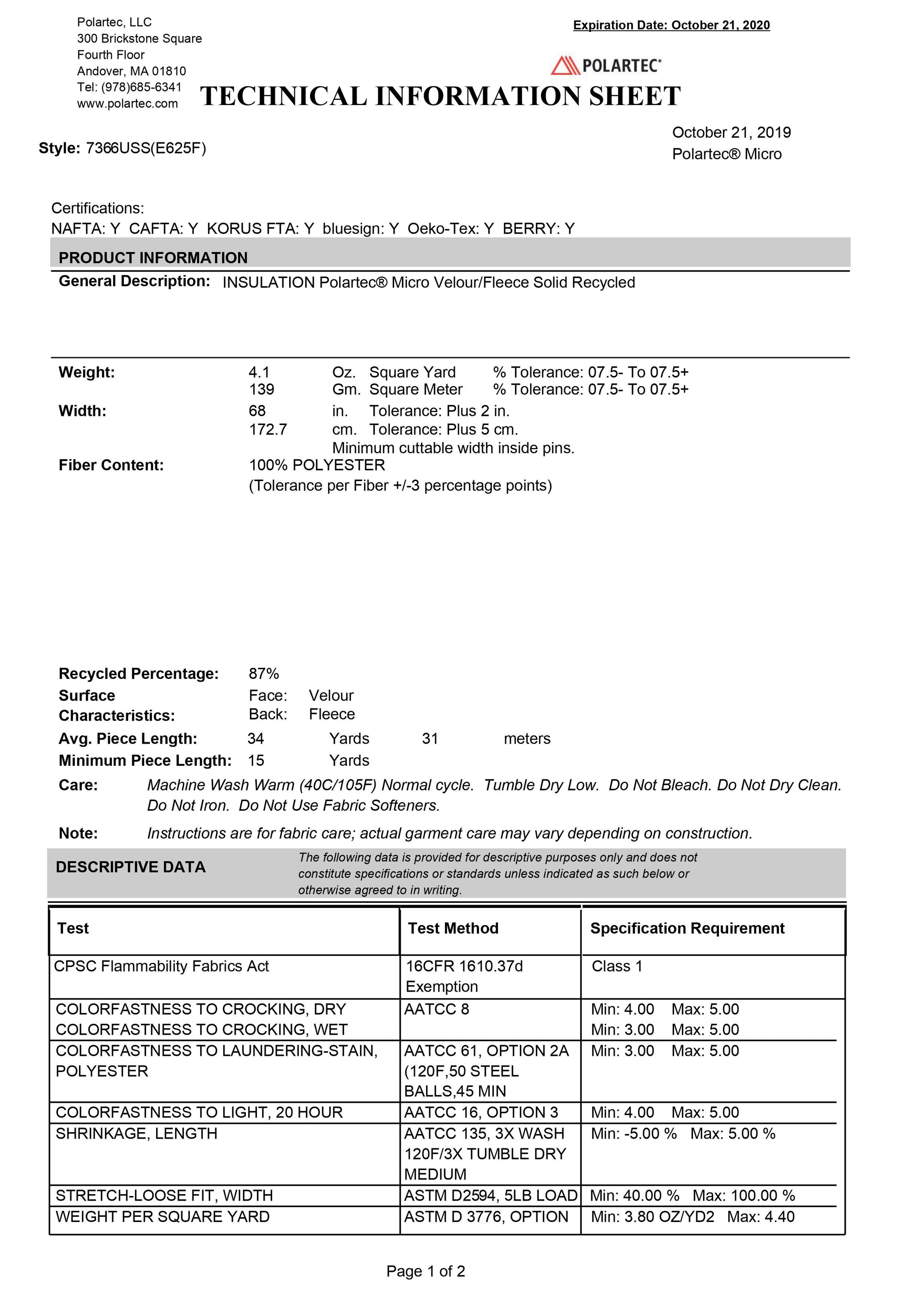 Polartec® 100 Micro Fleece 7366US