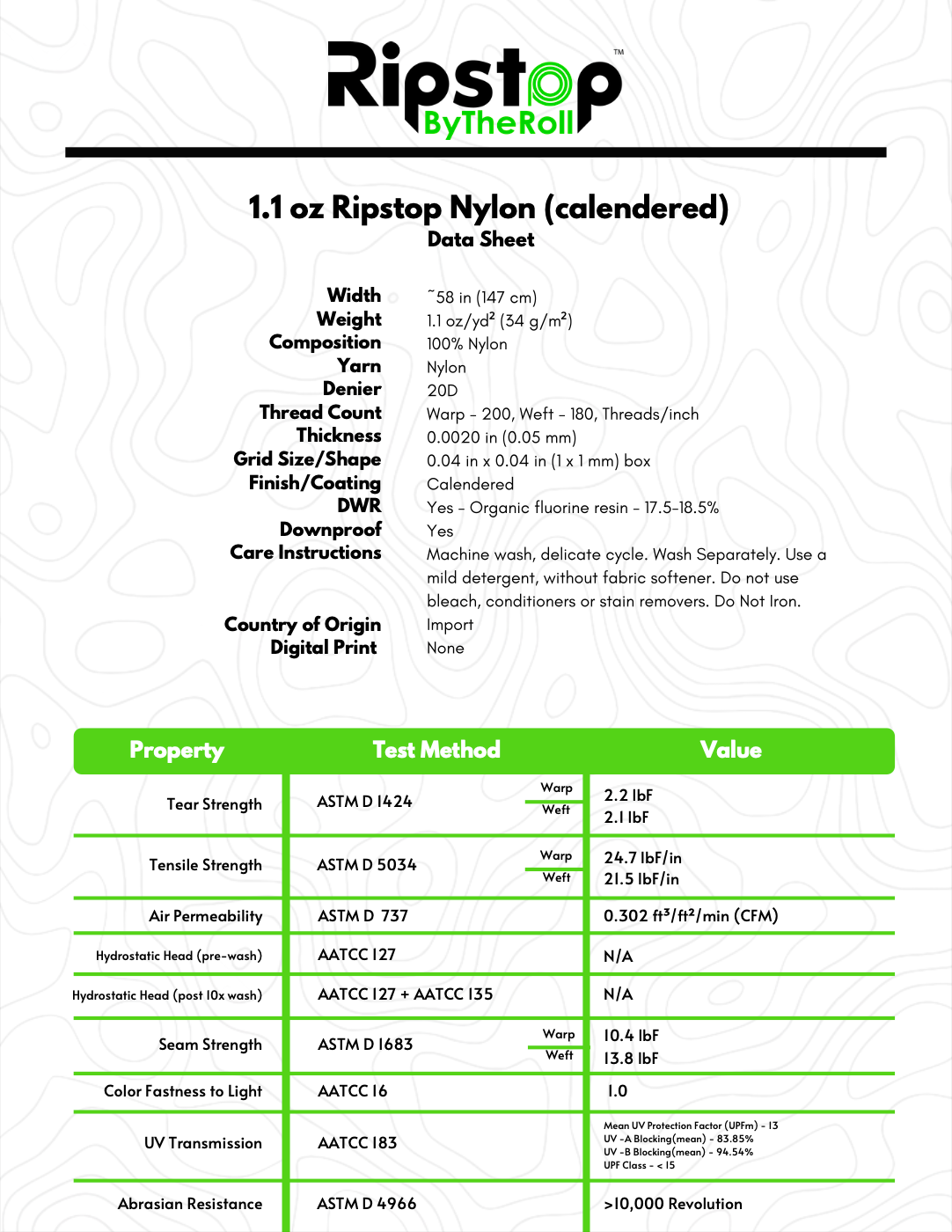 1.1 oz Ripstop Nylon