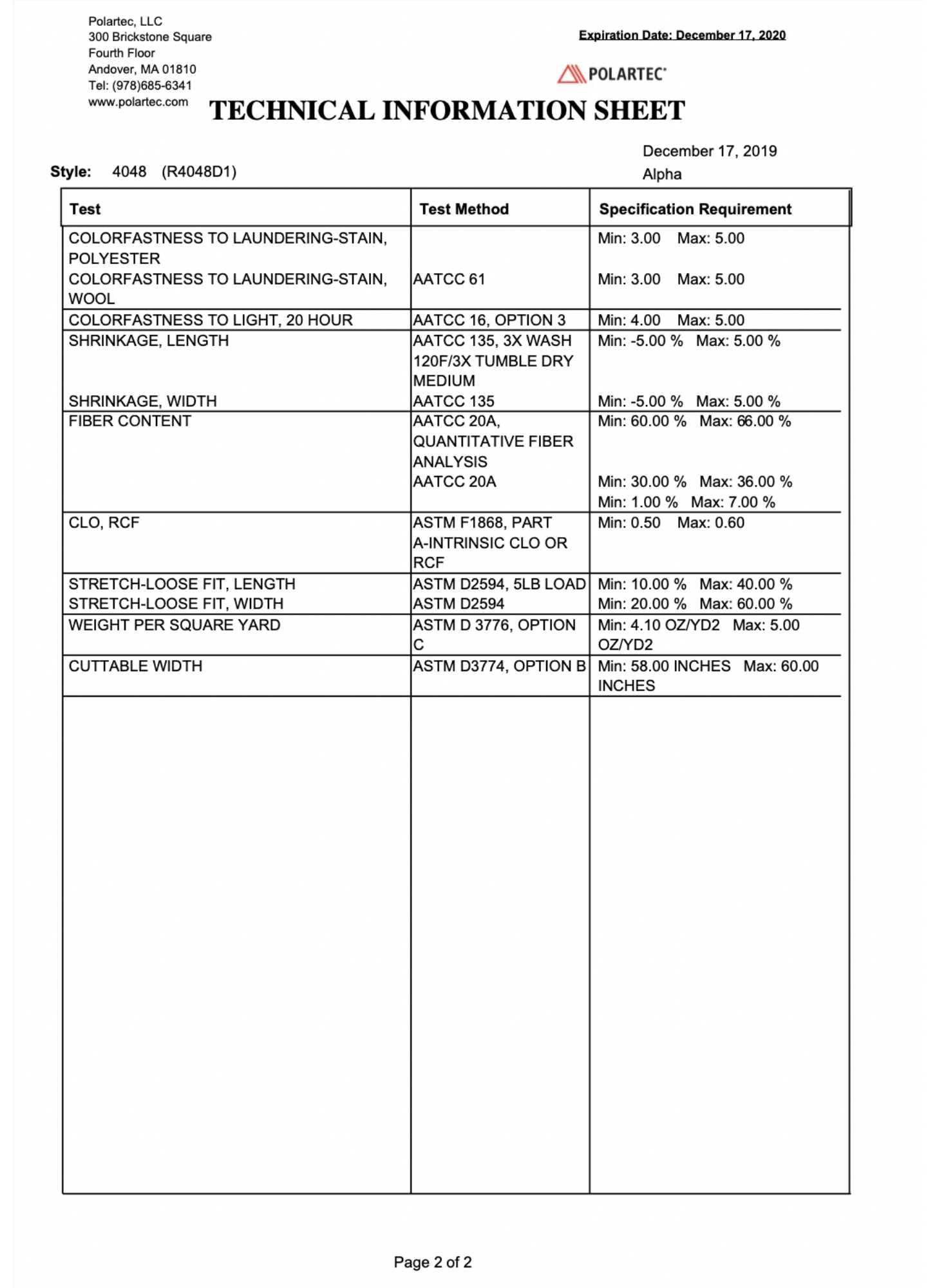 Polartec® Alpha Direct with Wool 4048