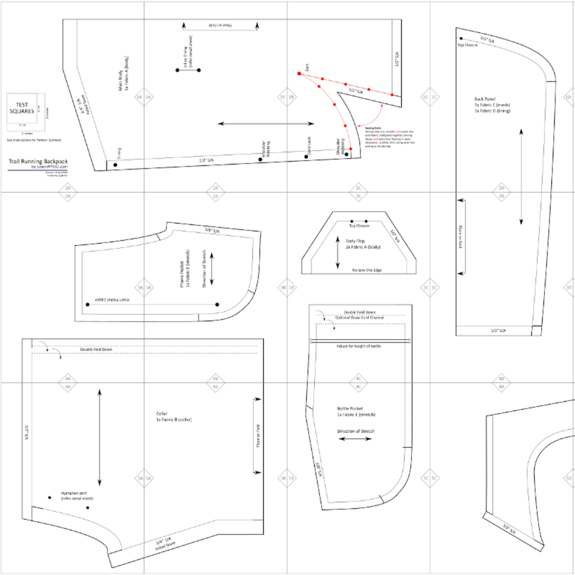 Trail Running Backpack Template/Pattern Bundle - Learn MYOG