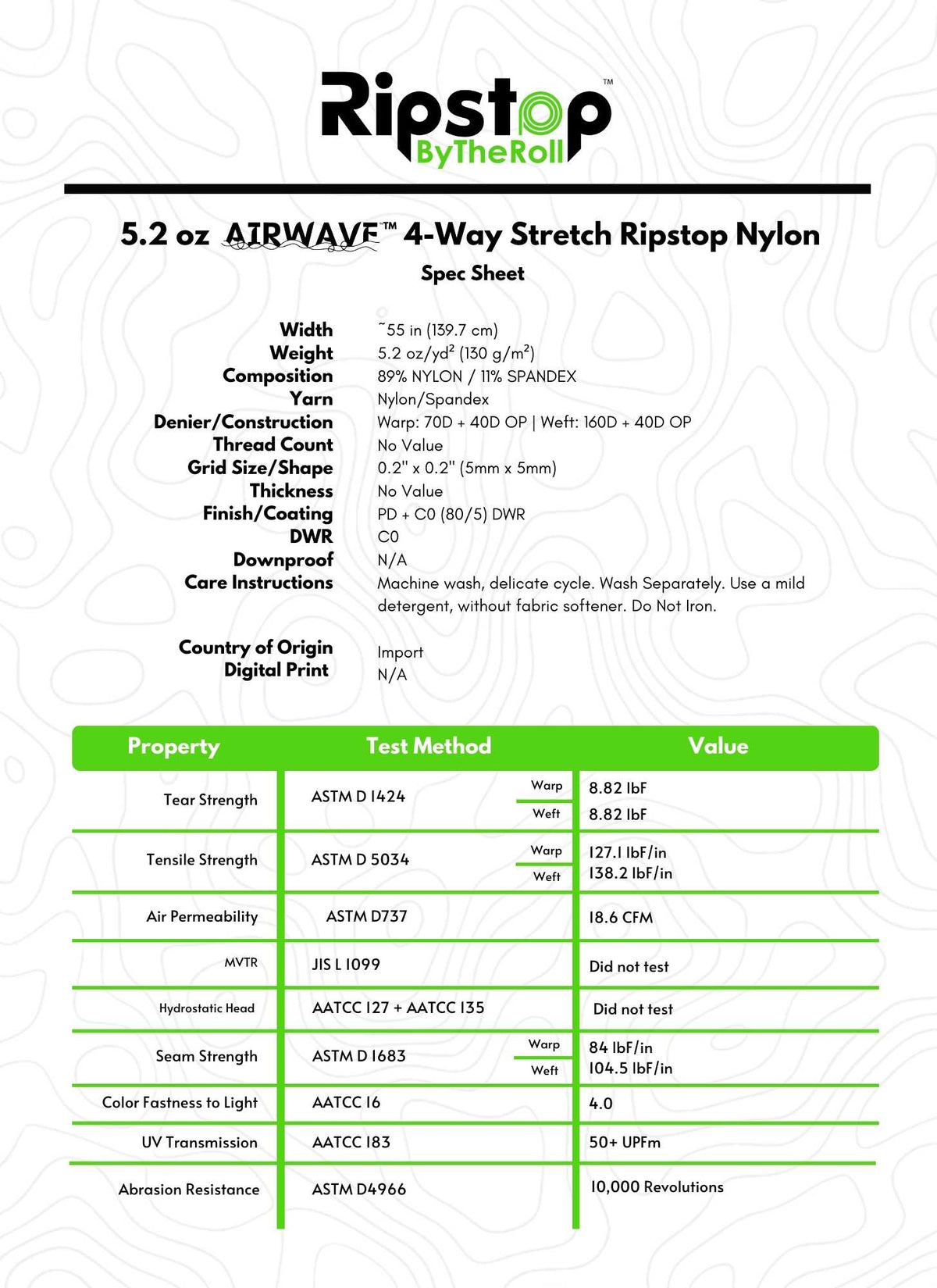 5.2 oz AIRWAVE™ 4-Way Stretch Ripstop Nylon - Ripstop by the Roll