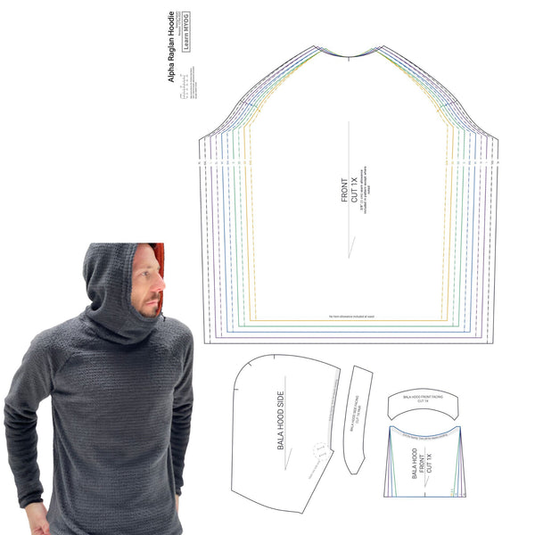 Alpha Raglan Hoodie Template Pattern Bundle DIY MYOG Ripstop by the Roll