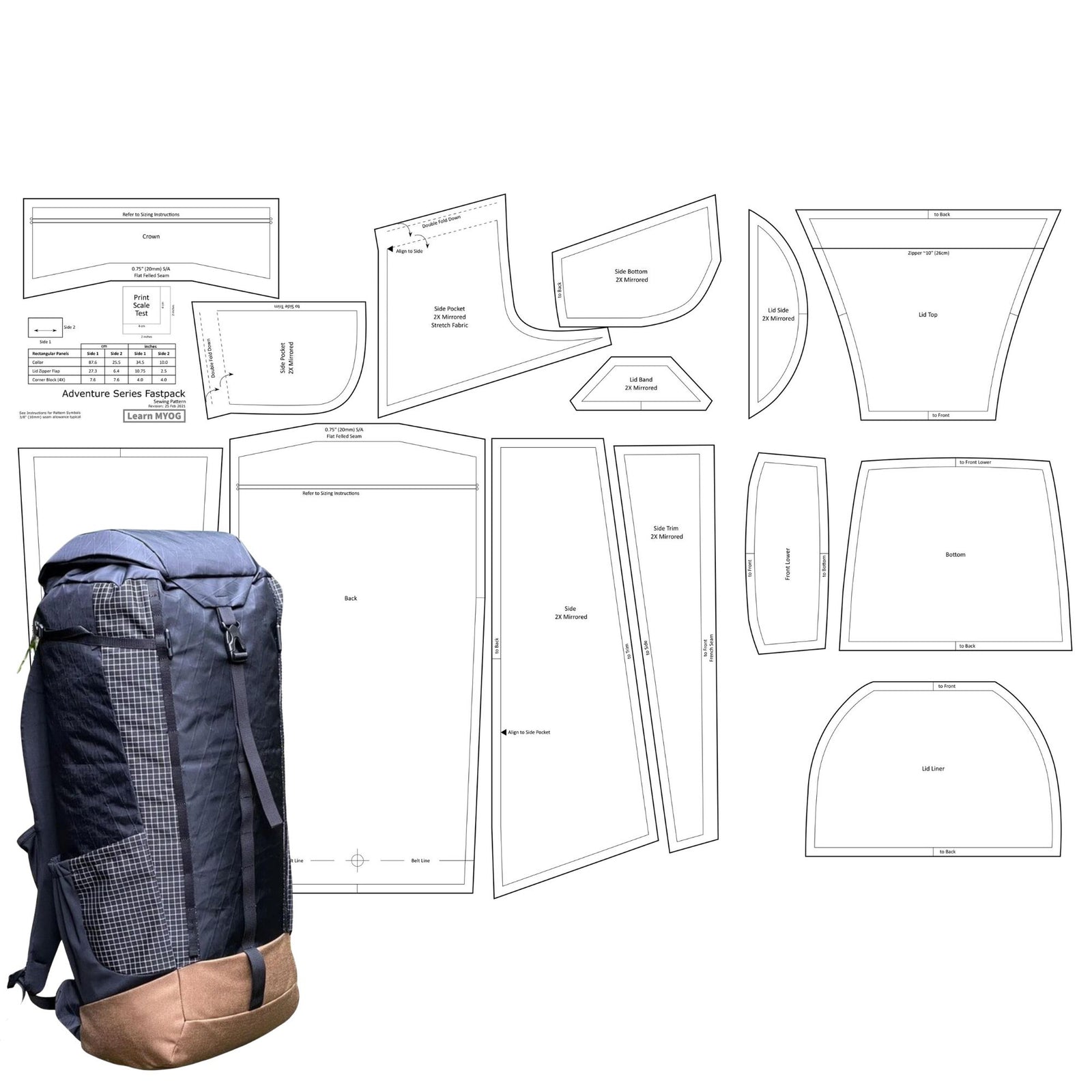 Myog backpack clearance pattern