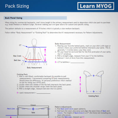 Fastpack Template/Pattern Bundle - Learn MYOG